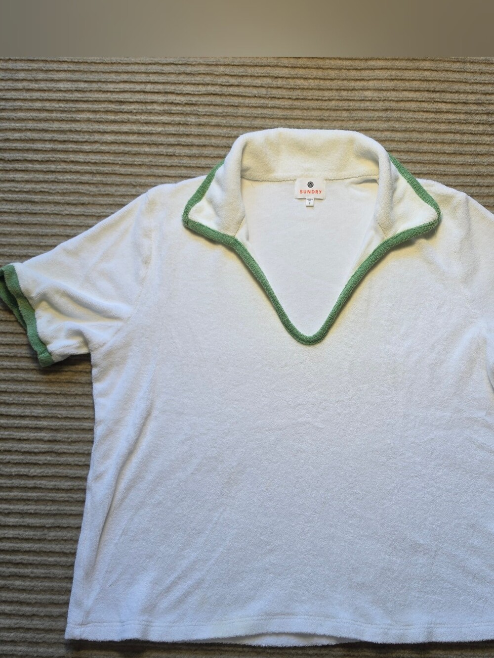 Sundry Terry Cloth Polo Shirt Cropped Retro- Size 3